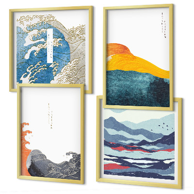 Komplet slik nad zofo Valovi Japonska umetniška grafika