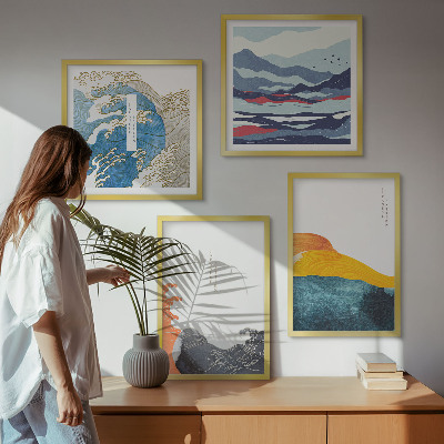 Komplet slik nad zofo Valovi Japonska umetniška grafika