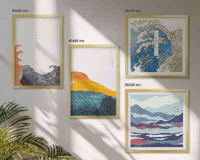 Komplet slik nad zofo Valovi Japonska umetniška grafika