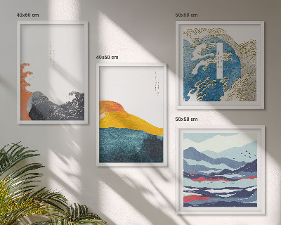 Komplet slik nad zofo Valovi Japonska umetniška grafika