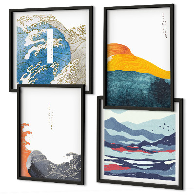 Komplet slik nad zofo Valovi Japonska umetniška grafika