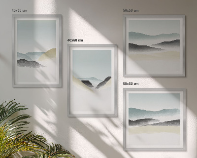 Set 4 slik v okvirju Minimalistični pasteli v gorah