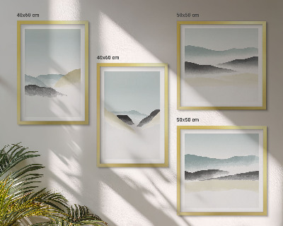 Set 4 slik v okvirju Minimalistični pasteli v gorah
