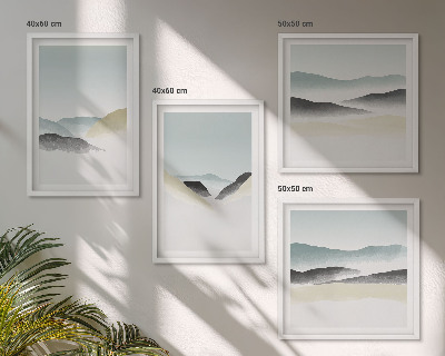 Set 4 slik v okvirju Minimalistični pasteli v gorah
