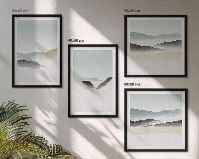 Set 4 slik v okvirju Minimalistični pasteli v gorah