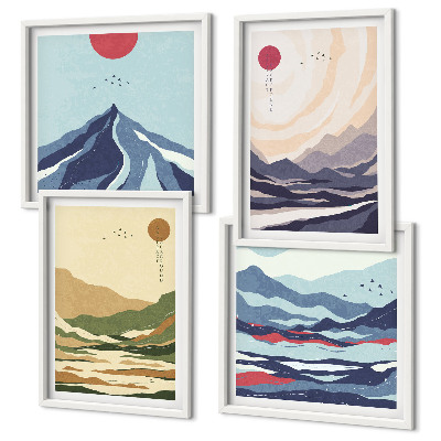Pripravljena stenska galerija Pastelne gore v japonskem slogu