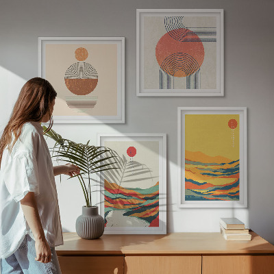 Pripravljena stenska galerija Barviti vzorci gora reke Japandi