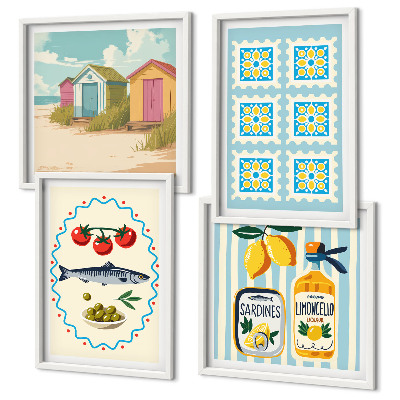 Pripravljena stenska galerija Ilustracije mediteranske kuhinje