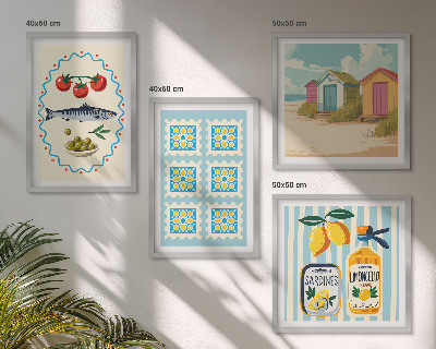 Pripravljena stenska galerija Ilustracije mediteranske kuhinje