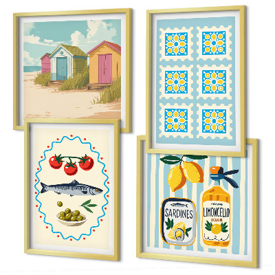 Pripravljena stenska galerija Ilustracije mediteranske kuhinje
