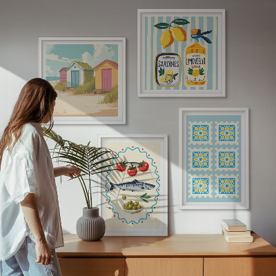 Pripravljena stenska galerija Ilustracije mediteranske kuhinje