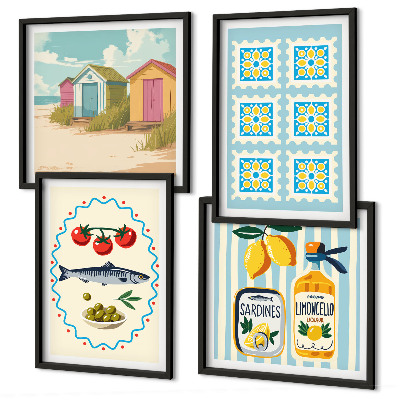 Pripravljena stenska galerija Ilustracije mediteranske kuhinje