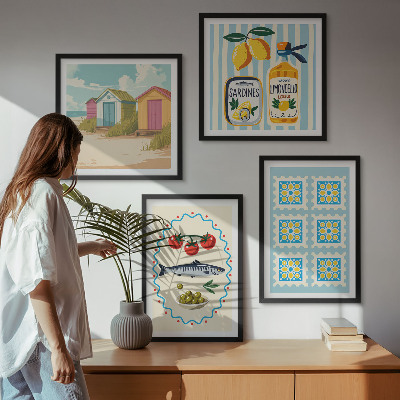 Pripravljena stenska galerija Ilustracije mediteranske kuhinje