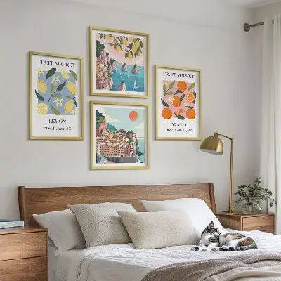 Komplet slik nad zofo sadni motivi z limonami in pomarančami