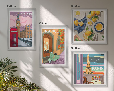 Set 4 slik v okvirju Mestne znamenitosti Pariz London Francija