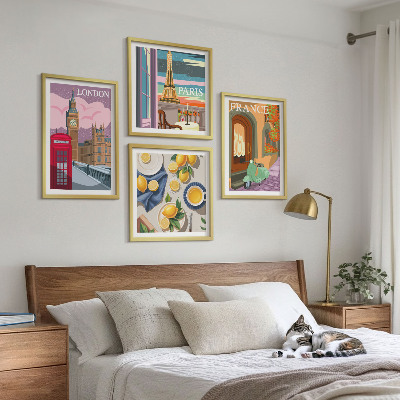 Set 4 slik v okvirju Mestne znamenitosti Pariz London Francija