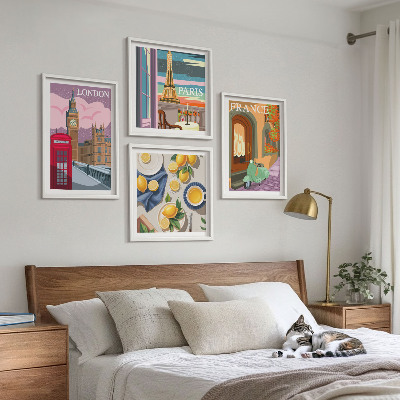 Set 4 slik v okvirju Mestne znamenitosti Pariz London Francija