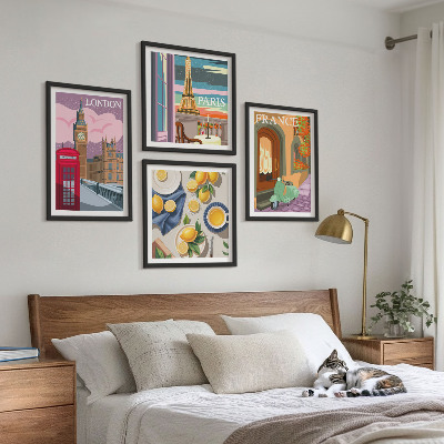 Set 4 slik v okvirju Mestne znamenitosti Pariz London Francija