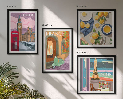 Set 4 slik v okvirju Mestne znamenitosti Pariz London Francija