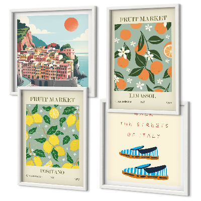 Set 4 slik v okvirju Sadni vzorci italijanske kulture