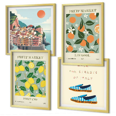 Set 4 slik v okvirju Sadni vzorci italijanske kulture