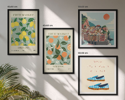 Set 4 slik v okvirju Sadni vzorci italijanske kulture