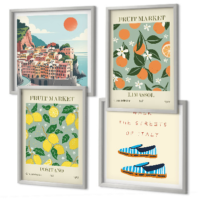 Set 4 slik v okvirju Sadni vzorci italijanske kulture
