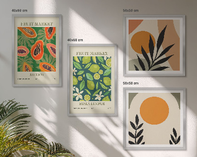 Pripravljena stenska galerija Boho vzorci sadja papaje