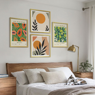 Pripravljena stenska galerija Boho vzorci sadja papaje