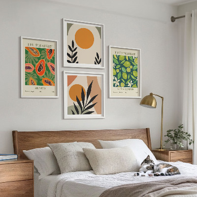 Pripravljena stenska galerija Boho vzorci sadja papaje