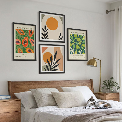 Pripravljena stenska galerija Boho vzorci sadja papaje