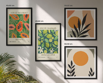 Pripravljena stenska galerija Boho vzorci sadja papaje