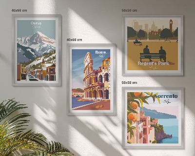 Komplet slik nad zofo Retro ilustracije znanih krajev