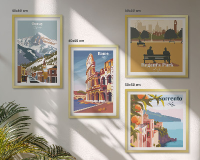 Komplet slik nad zofo Retro ilustracije znanih krajev