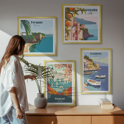 Set 4 slik v okvirju Retro pogledi na mesta po vsem svetu