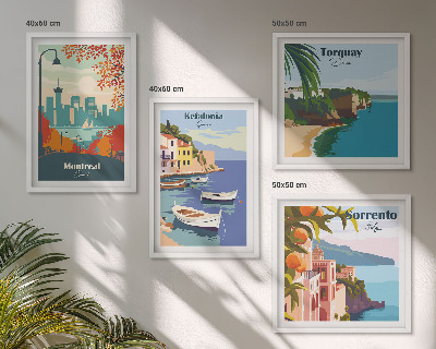Set 4 slik v okvirju Retro pogledi na mesta po vsem svetu