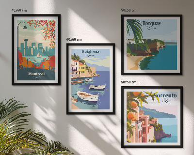 Set 4 slik v okvirju Retro pogledi na mesta po vsem svetu