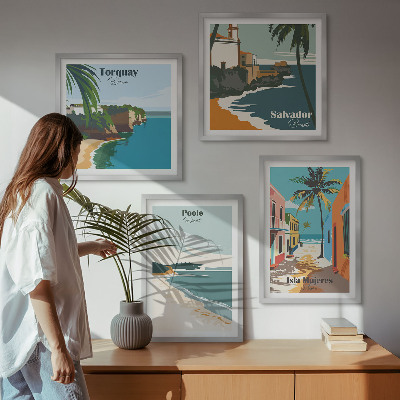 Pripravljena stenska galerija Tropske plaže in palme