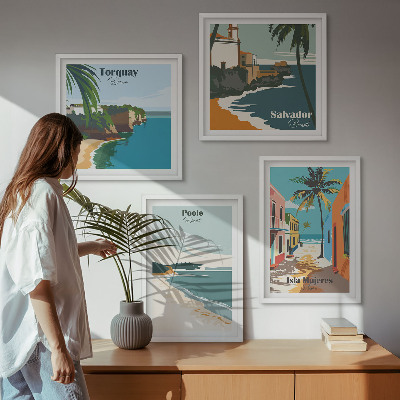 Pripravljena stenska galerija Tropske plaže in palme