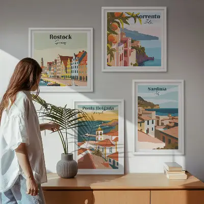 Komplet slik Pogledi na evropska pristanišča nad zofo