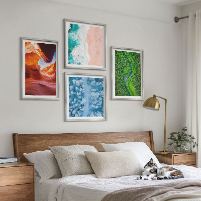 Set 4 slik v okvirju Zelenje vodnega kanjona pozimi