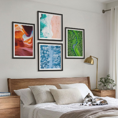 Set 4 slik v okvirju Zelenje vodnega kanjona pozimi