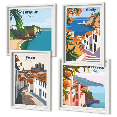 Pripravljena stenska galerija Retro ilustracije svetovnih mest