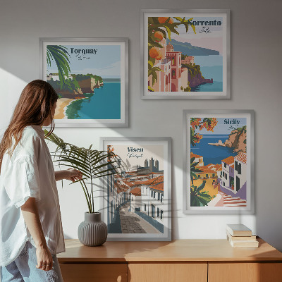 Pripravljena stenska galerija Retro ilustracije svetovnih mest