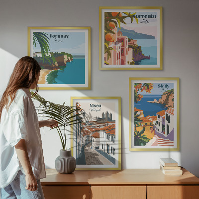 Pripravljena stenska galerija Retro ilustracije svetovnih mest