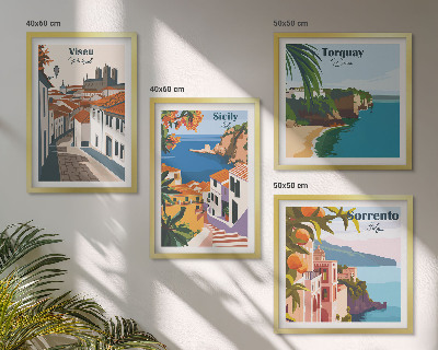 Pripravljena stenska galerija Retro ilustracije svetovnih mest