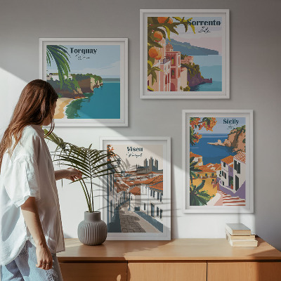 Pripravljena stenska galerija Retro ilustracije svetovnih mest