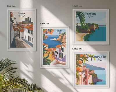 Pripravljena stenska galerija Retro ilustracije svetovnih mest