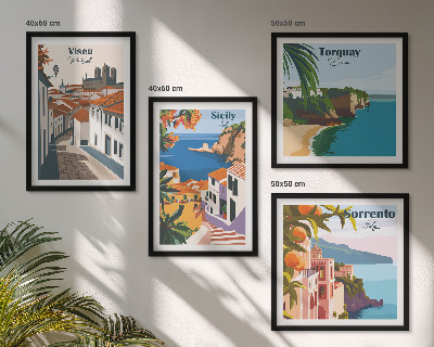 Pripravljena stenska galerija Retro ilustracije svetovnih mest