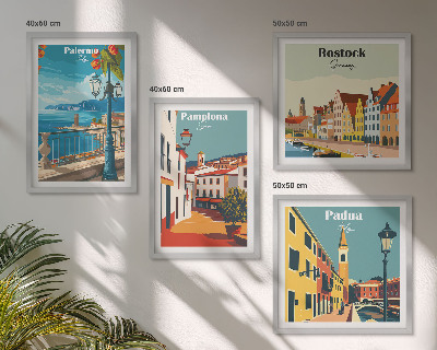 Komplet slik nad zofo Retro mestne ilustracije
